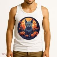 Russian Blue Cat Halloween Pumpkin Love Cats Tank Top thumb 3