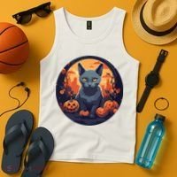 Russian Blue Cat Halloween Pumpkin Love Cats Tank Top thumb 4