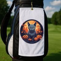 Russian Blue Cat Halloween Pumpkin Love Cats Golf Towel thumb 2