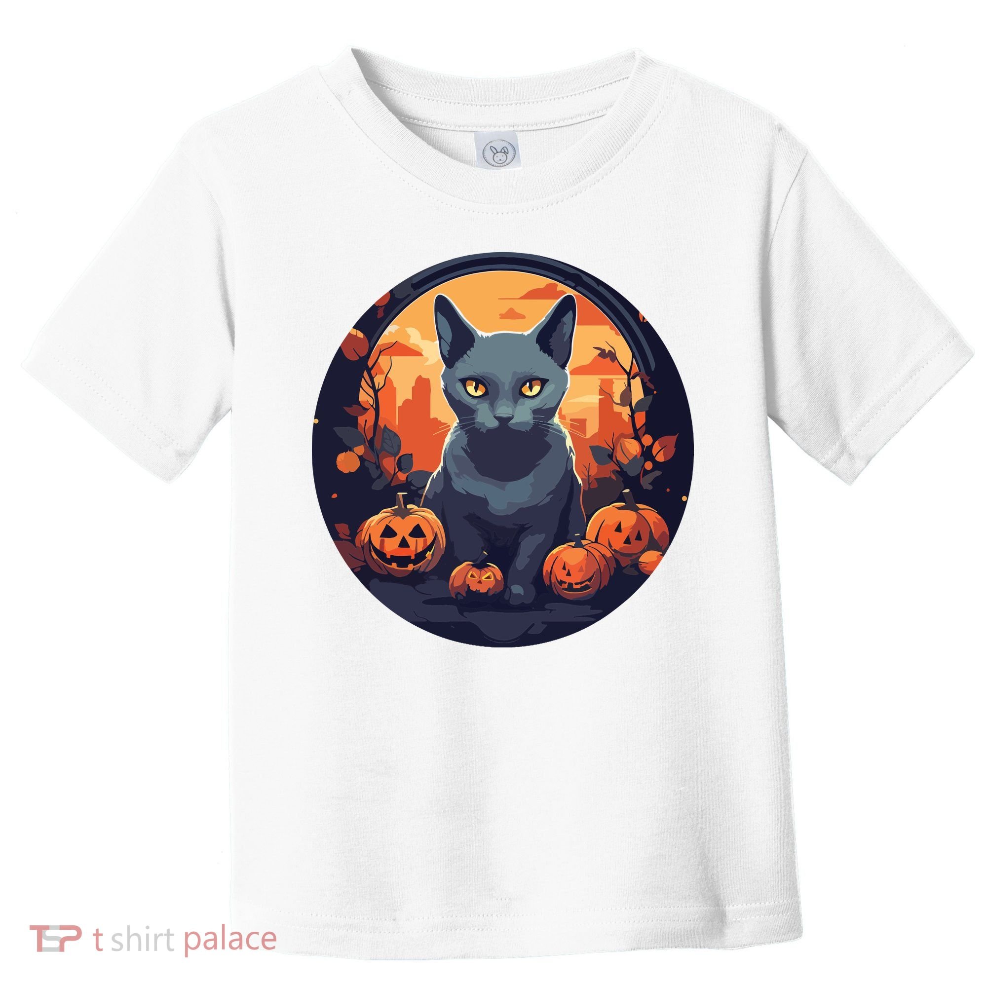 Russian Blue Cat Halloween Pumpkin Love Cats Toddler T-Shirt