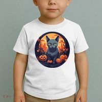 Russian Blue Cat Halloween Pumpkin Love Cats Toddler T-Shirt thumb 2