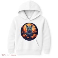 Russian Blue Cat Halloween Pumpkin Love Cats Kids Hoodie thumb 0