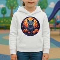 Russian Blue Cat Halloween Pumpkin Love Cats Kids Hoodie thumb 3