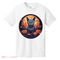 Russian Blue Cat Halloween Pumpkin Love Cats Kids T-Shirt thumb 0
