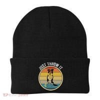 Retro Border Collie Lover Just Throw It Border Collie Mom Beanie thumb 0