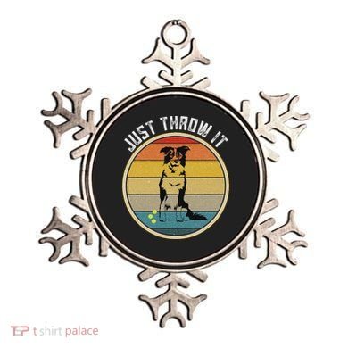 Retro Border Collie Lover Just Throw It Border Collie Mom Ornament