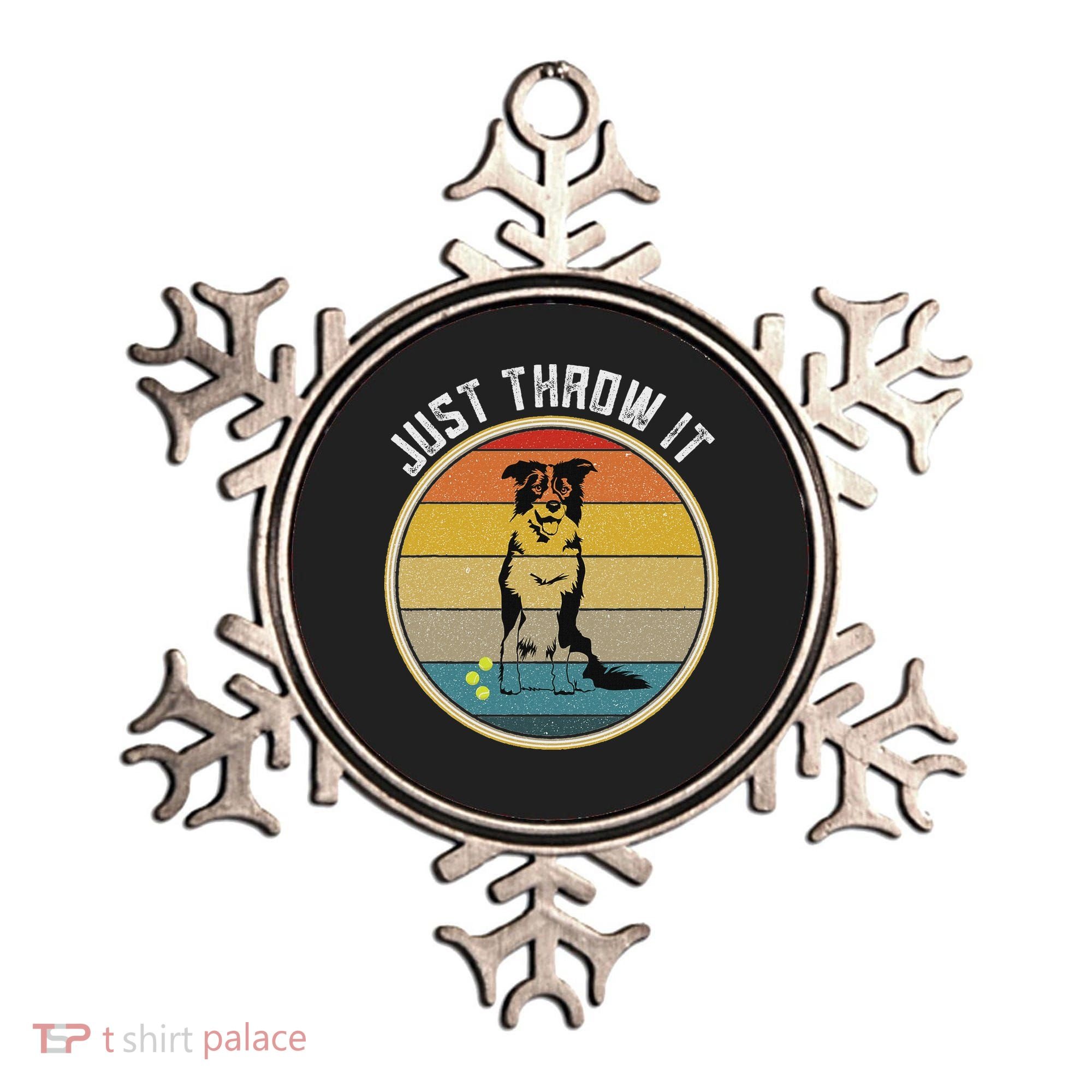Retro Border Collie Lover Just Throw It Border Collie Mom Ornament