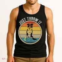 Retro Border Collie Lover Just Throw It Border Collie Mom Tank Top thumb 3