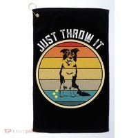 Retro Border Collie Lover Just Throw It Border Collie Mom Golf Towel thumb 0