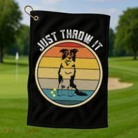 Retro Border Collie Lover Just Throw It Border Collie Mom Golf Towel thumb 1