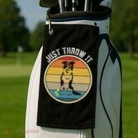 Retro Border Collie Lover Just Throw It Border Collie Mom Golf Towel thumb 2