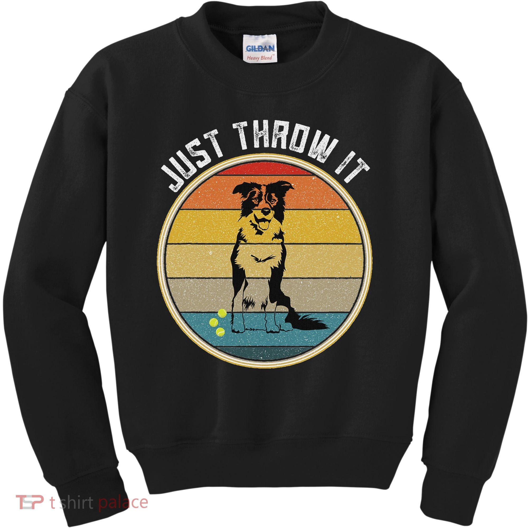 Retro Border Collie Lover Just Throw It Border Collie Mom Kids Sweatshirt