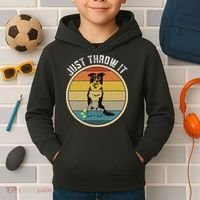 Retro Border Collie Lover Just Throw It Border Collie Mom Kids Hoodie thumb 2