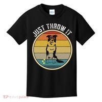 Retro Border Collie Lover Just Throw It Border Collie Mom Kids T-Shirt thumb 0