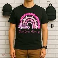 Rainbow Breast Cancer Awareness Pink Gnomes Truck T-Shirt thumb 6