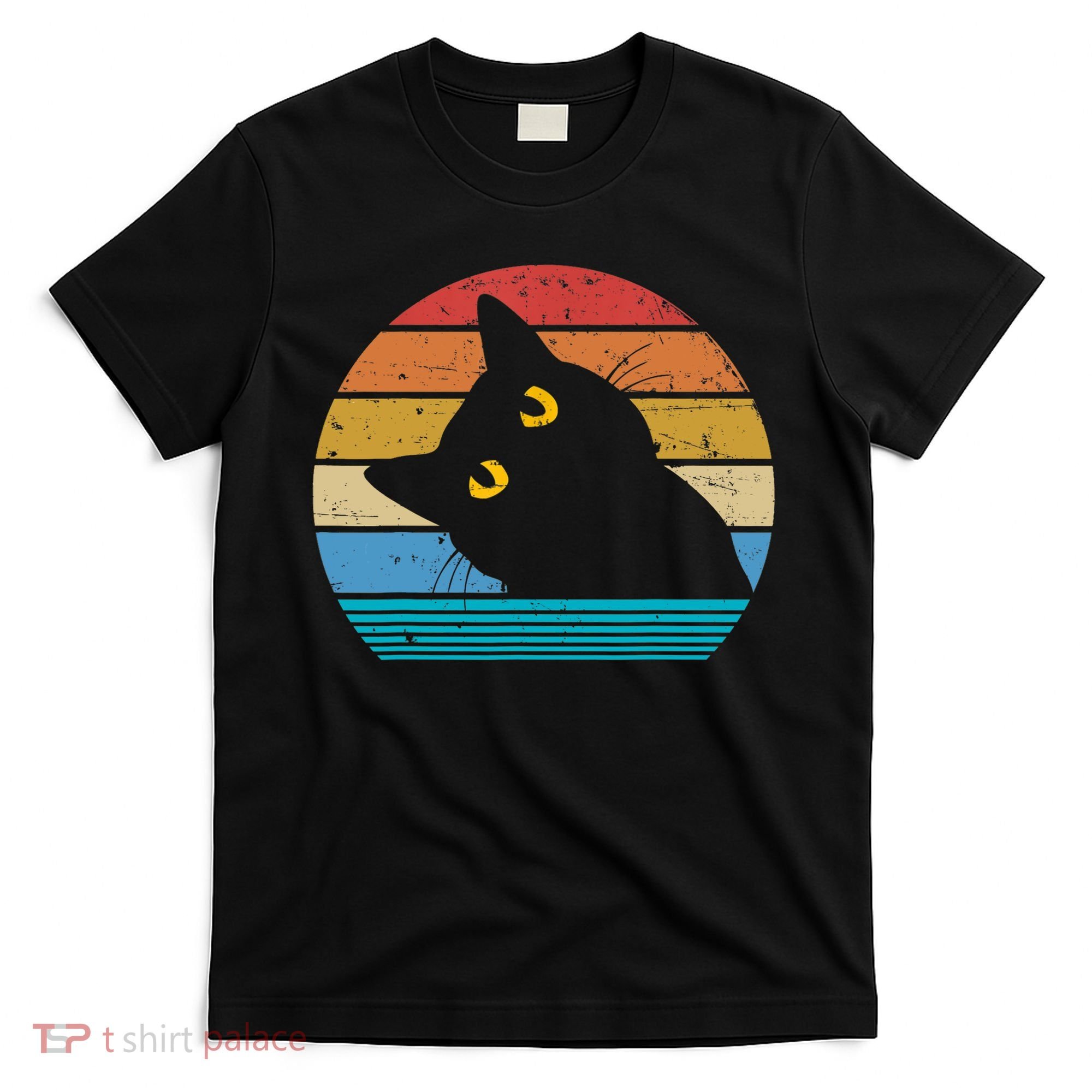Retro Black Cat Lover Vintage Style Cats Cute Kitty Gift TShirt T-Shirt