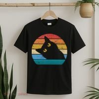 Retro Black Cat Lover Vintage Style Cats Cute Kitty Gift TShirt T-Shirt thumb 2