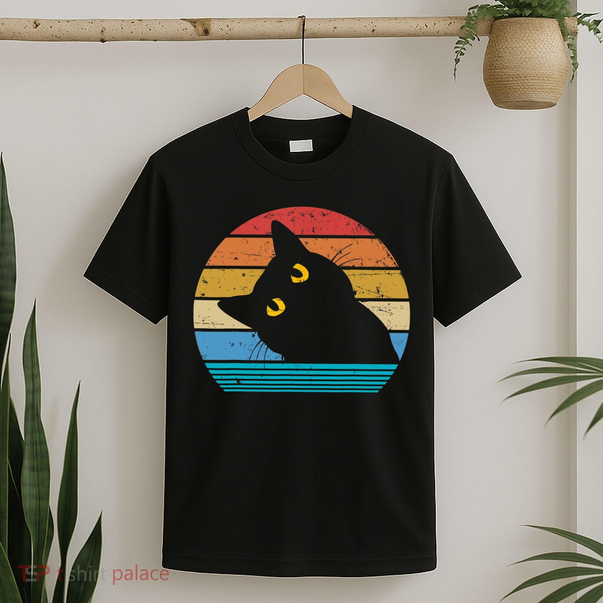 Retro Black Cat Lover Vintage Style Cats Cute Kitty Gift TShirt T-Shirt