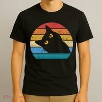 Retro Black Cat Lover Vintage Style Cats Cute Kitty Gift TShirt T-Shirt thumb 3