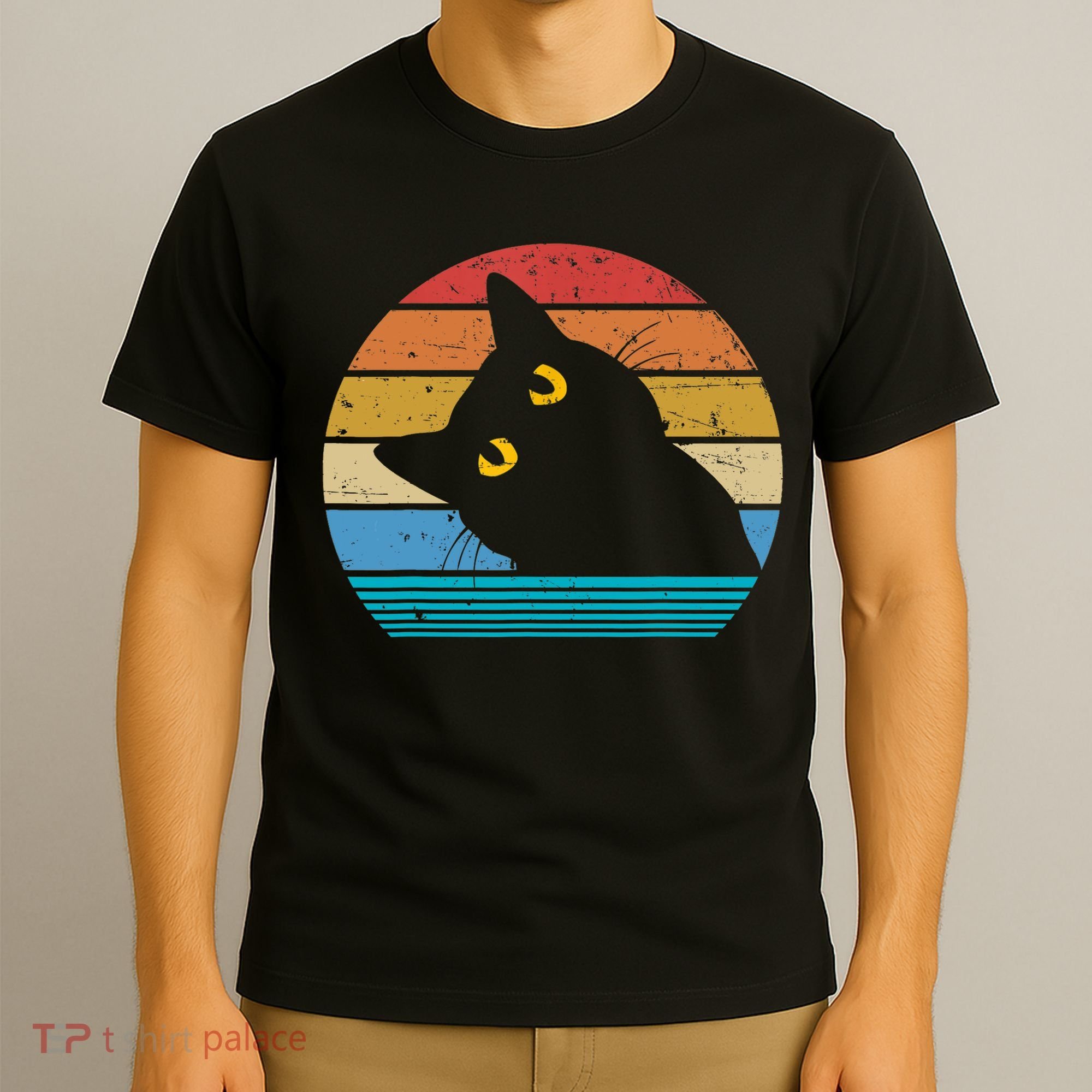 Retro Black Cat Lover Vintage Style Cats Cute Kitty Gift TShirt T-Shirt