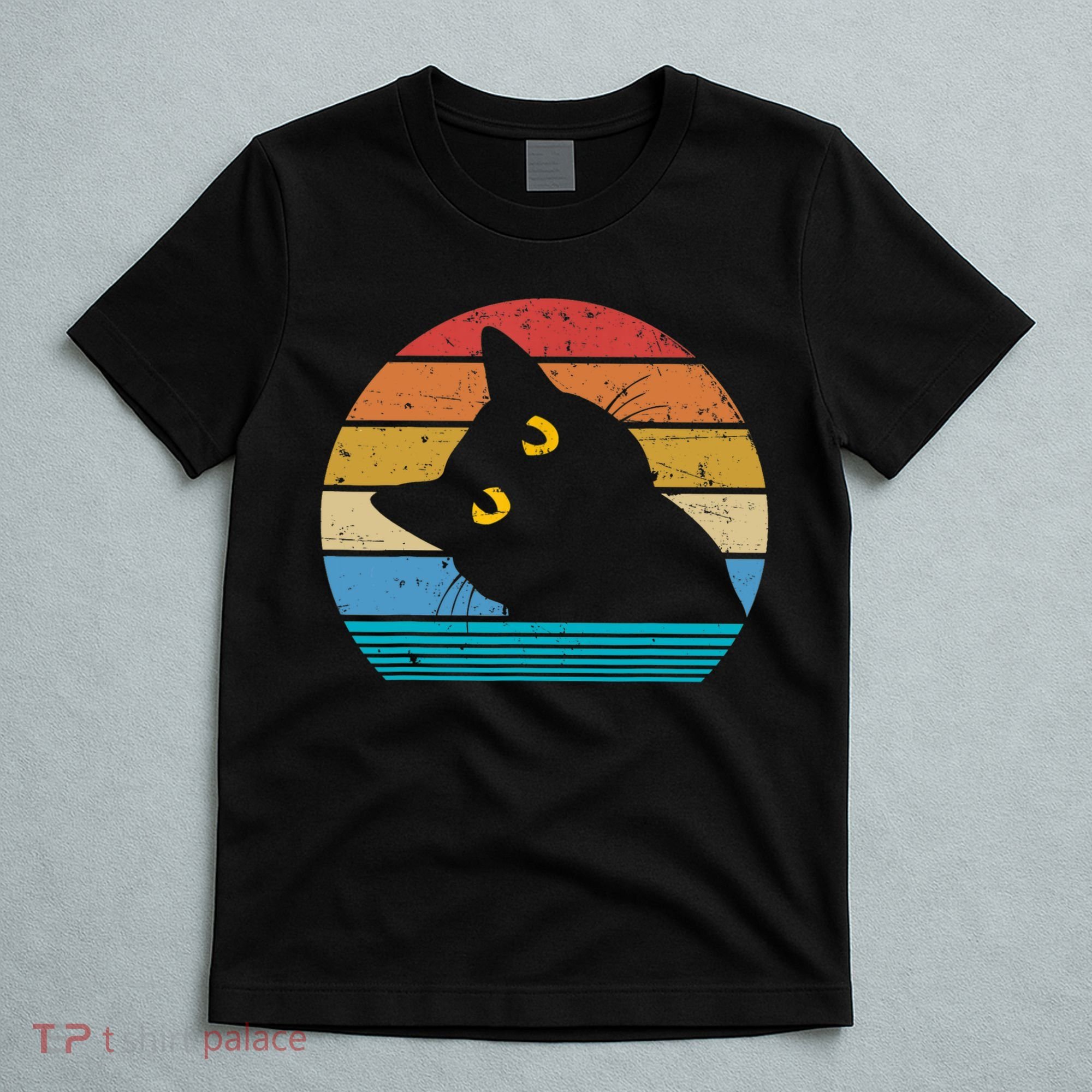 Retro Black Cat Lover Vintage Style Cats Cute Kitty Gift TShirt T-Shirt