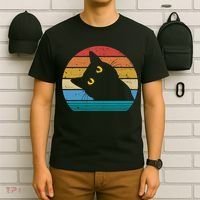 Retro Black Cat Lover Vintage Style Cats Cute Kitty Gift TShirt T-Shirt thumb 6