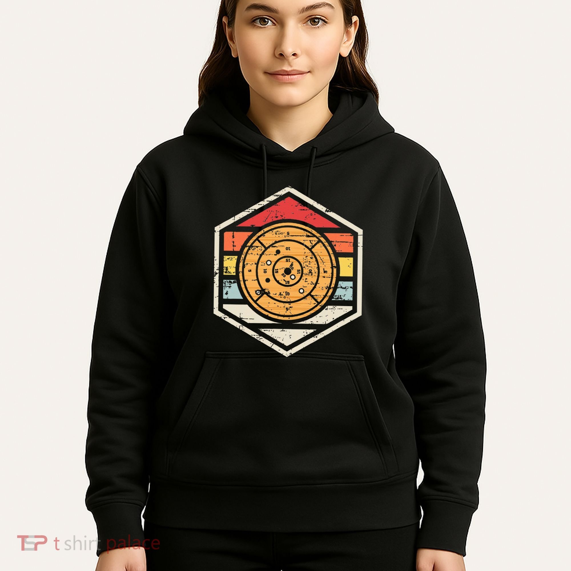Retro Badge Crokinole Board Hoodie