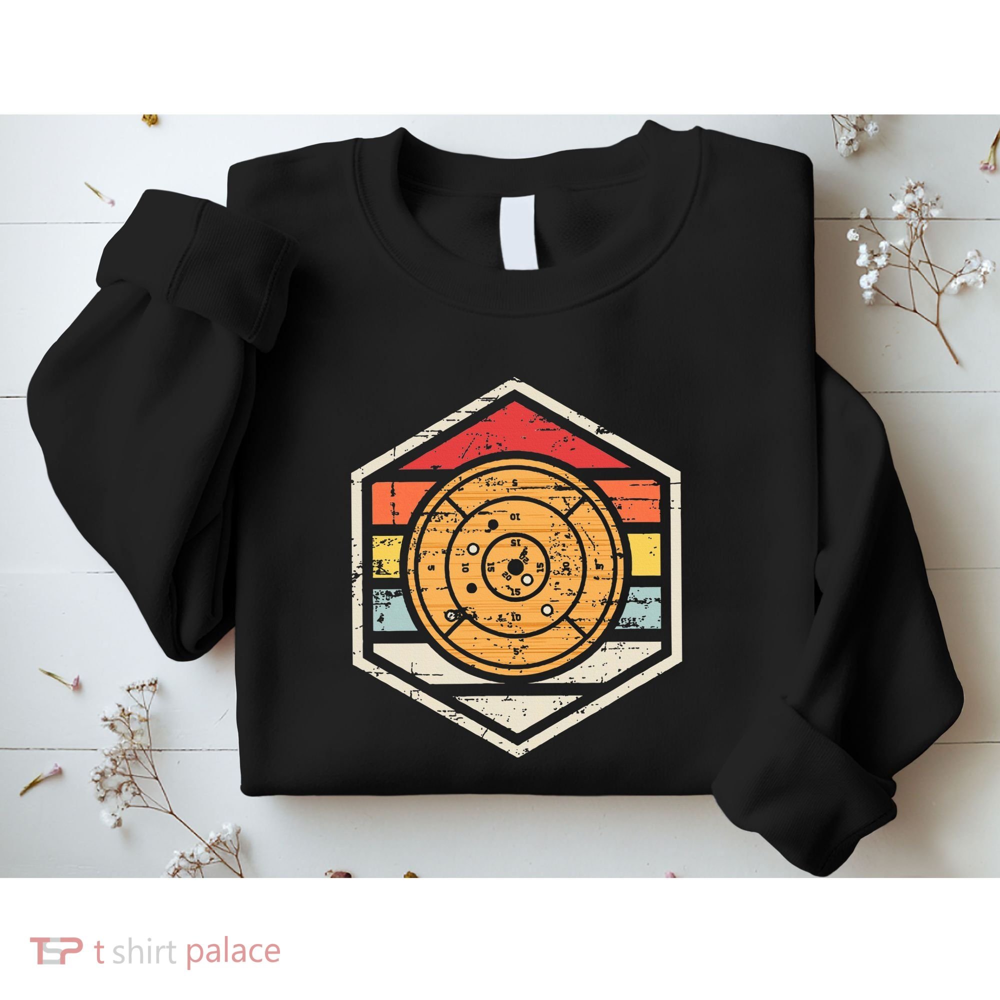 Retro Badge Crokinole Board Sweatshirt