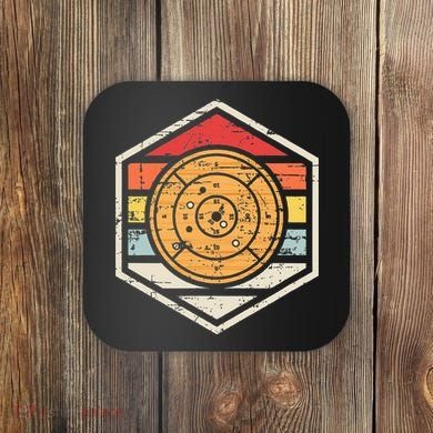 Retro Badge Crokinole Board Coaster