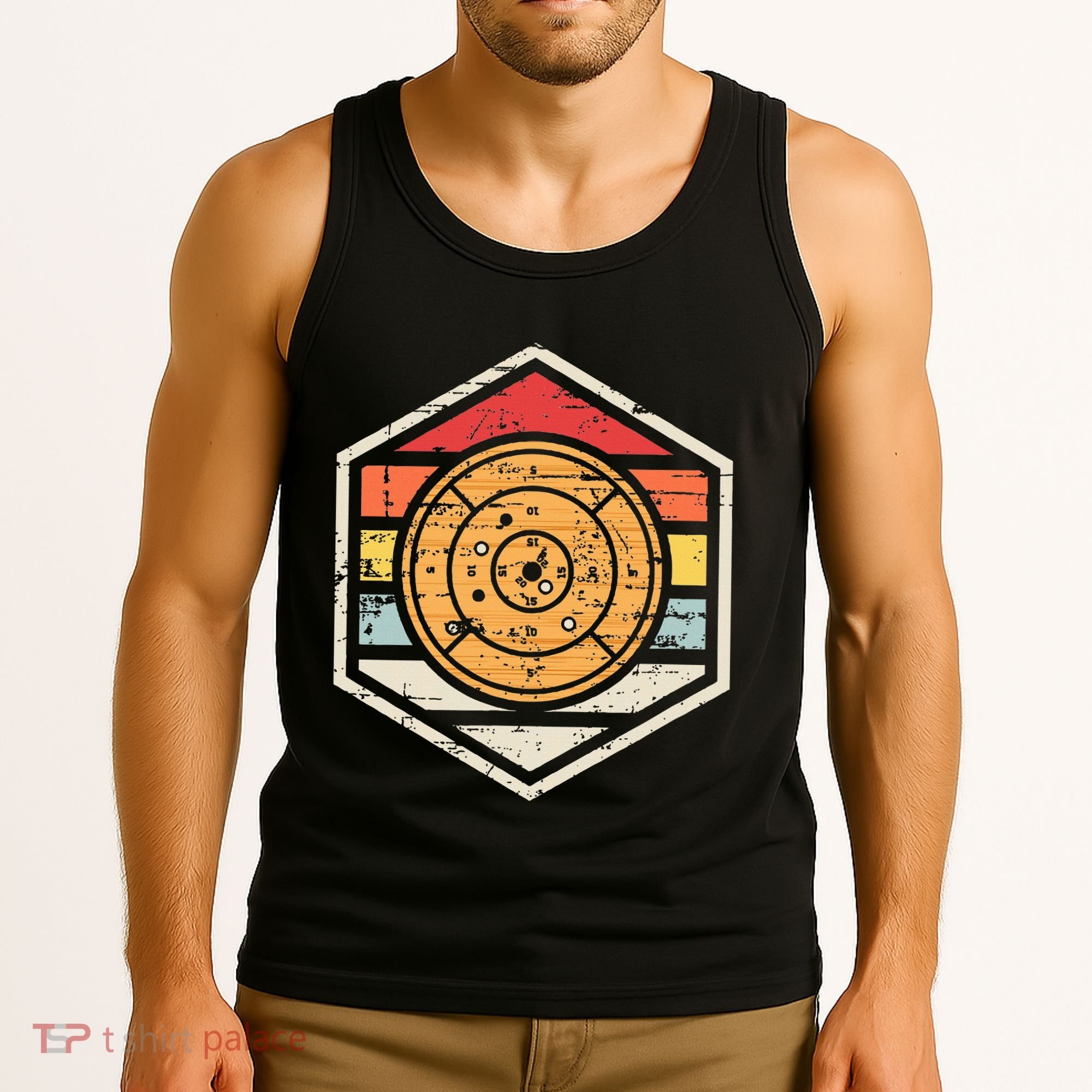 Retro Badge Crokinole Board Tank Top