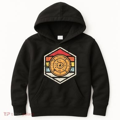 Retro Badge Crokinole Board Kids Hoodie