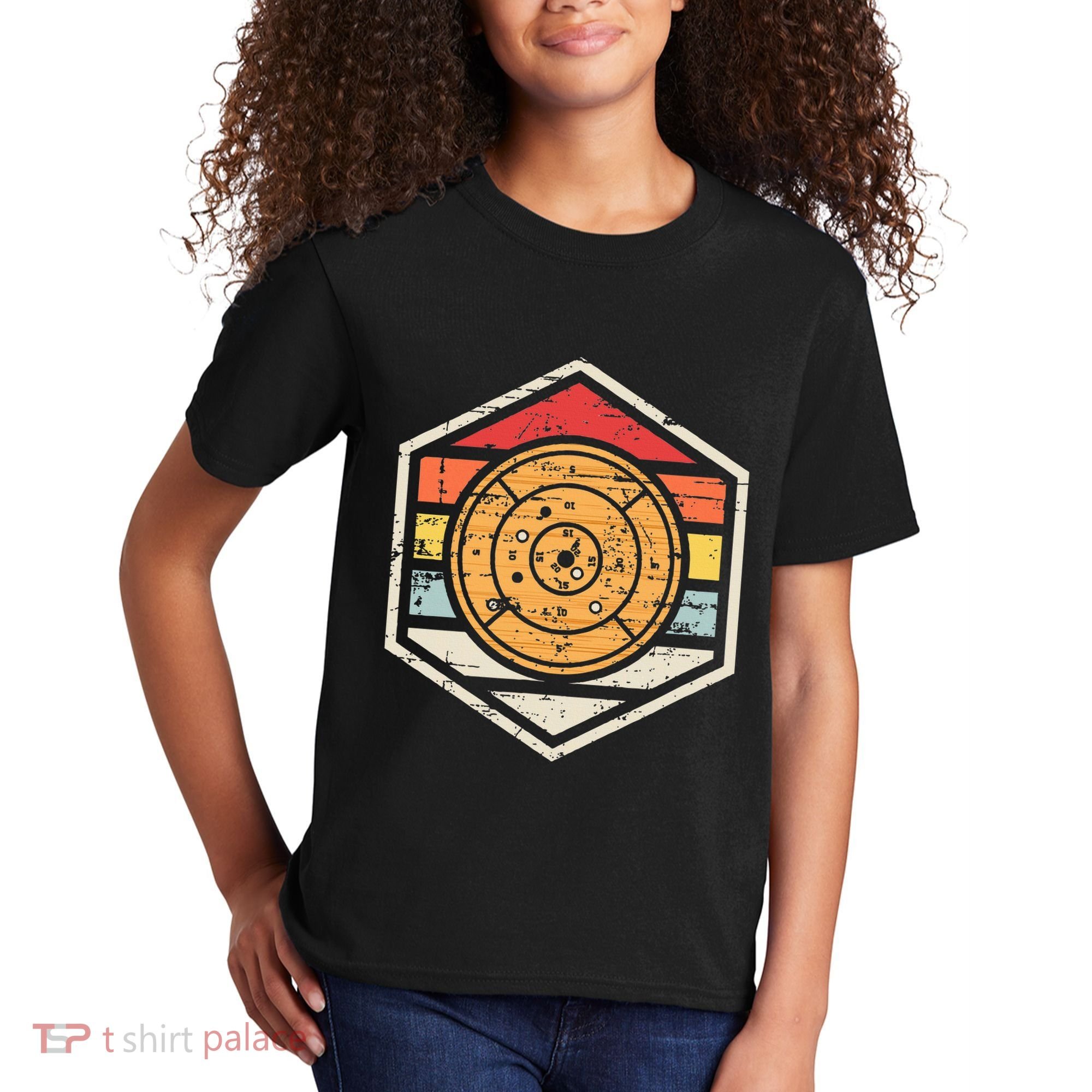 Retro Badge Crokinole Board Kids T-Shirt