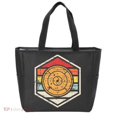 Retro Badge Crokinole Board Tote Bag
