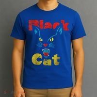 Retro Black Cat Retro Fireworks Vintage Halloween T-Shirt thumb 3