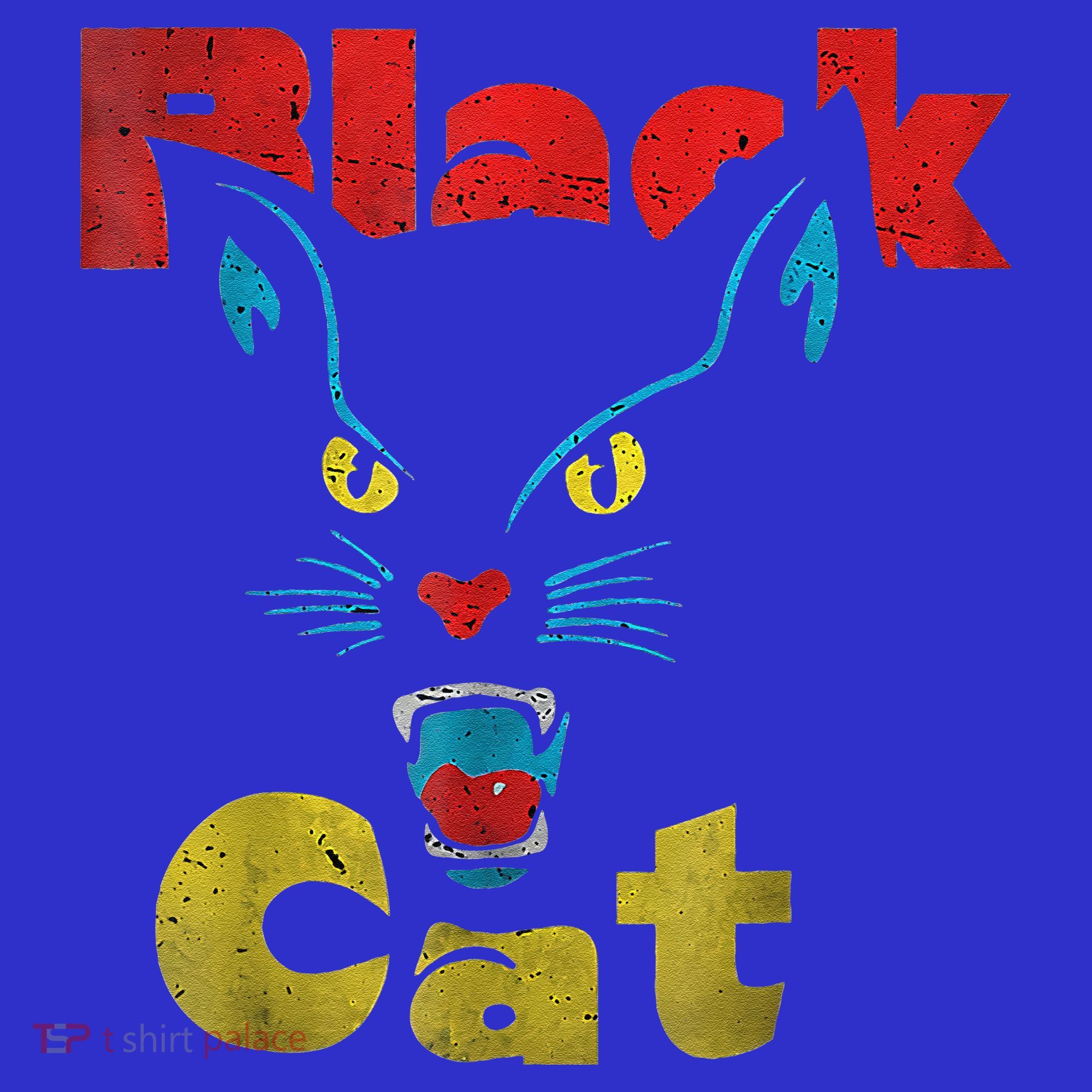 Retro Black Cat Retro Fireworks Vintage Halloween T-Shirt