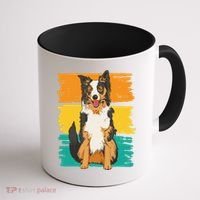 Retro Border Collie Coffee Mug thumb 1