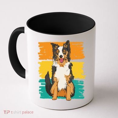 Retro Border Collie Coffee Mug