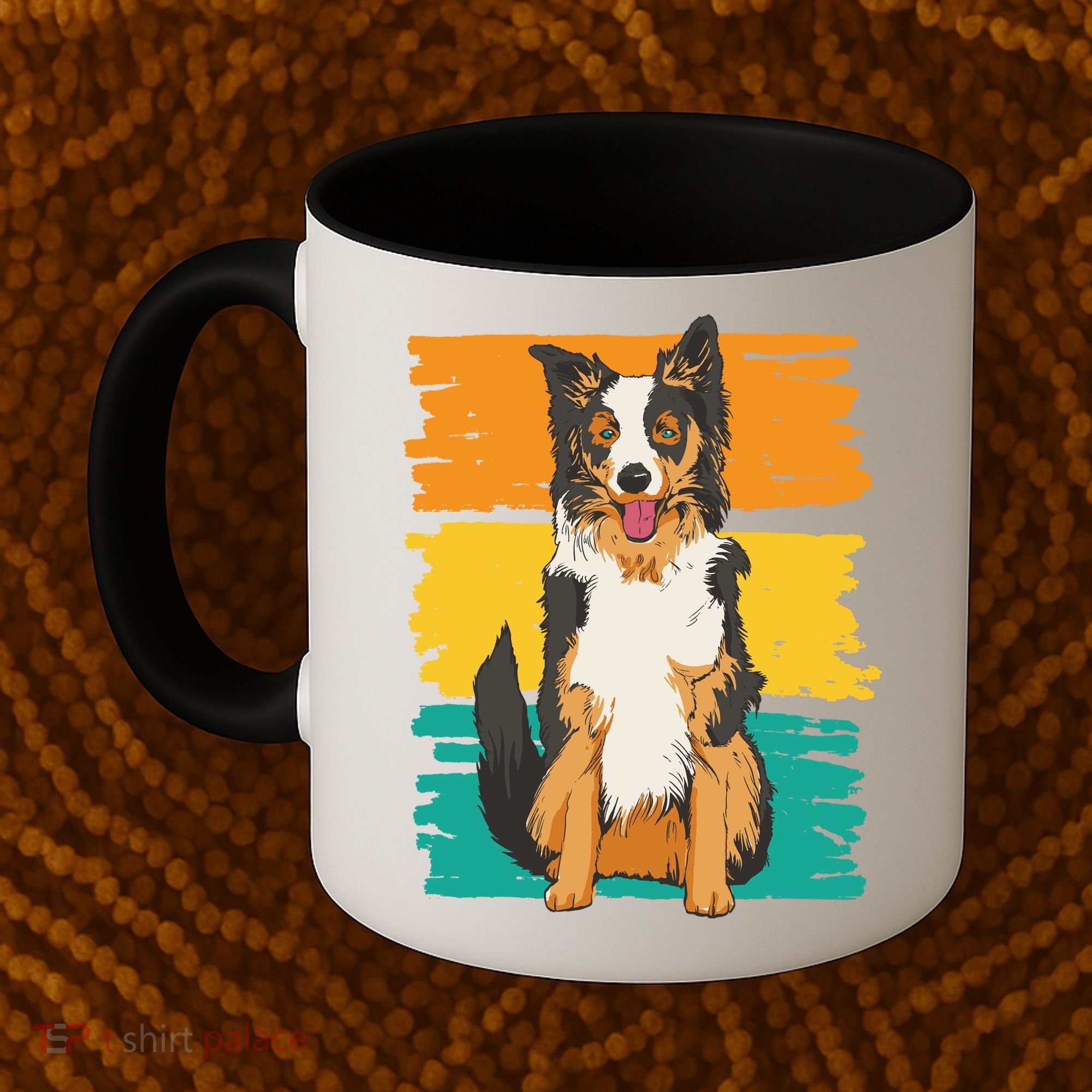 Retro Border Collie Coffee Mug