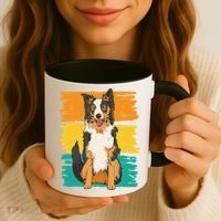 Retro Border Collie Coffee Mug thumb 3