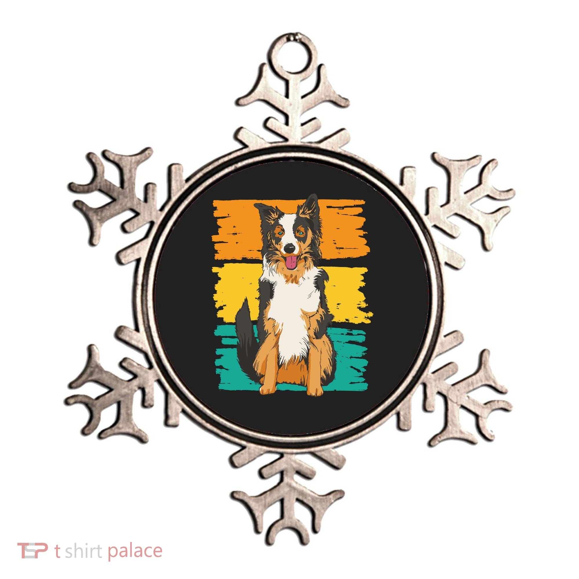 Retro Border Collie Ornament