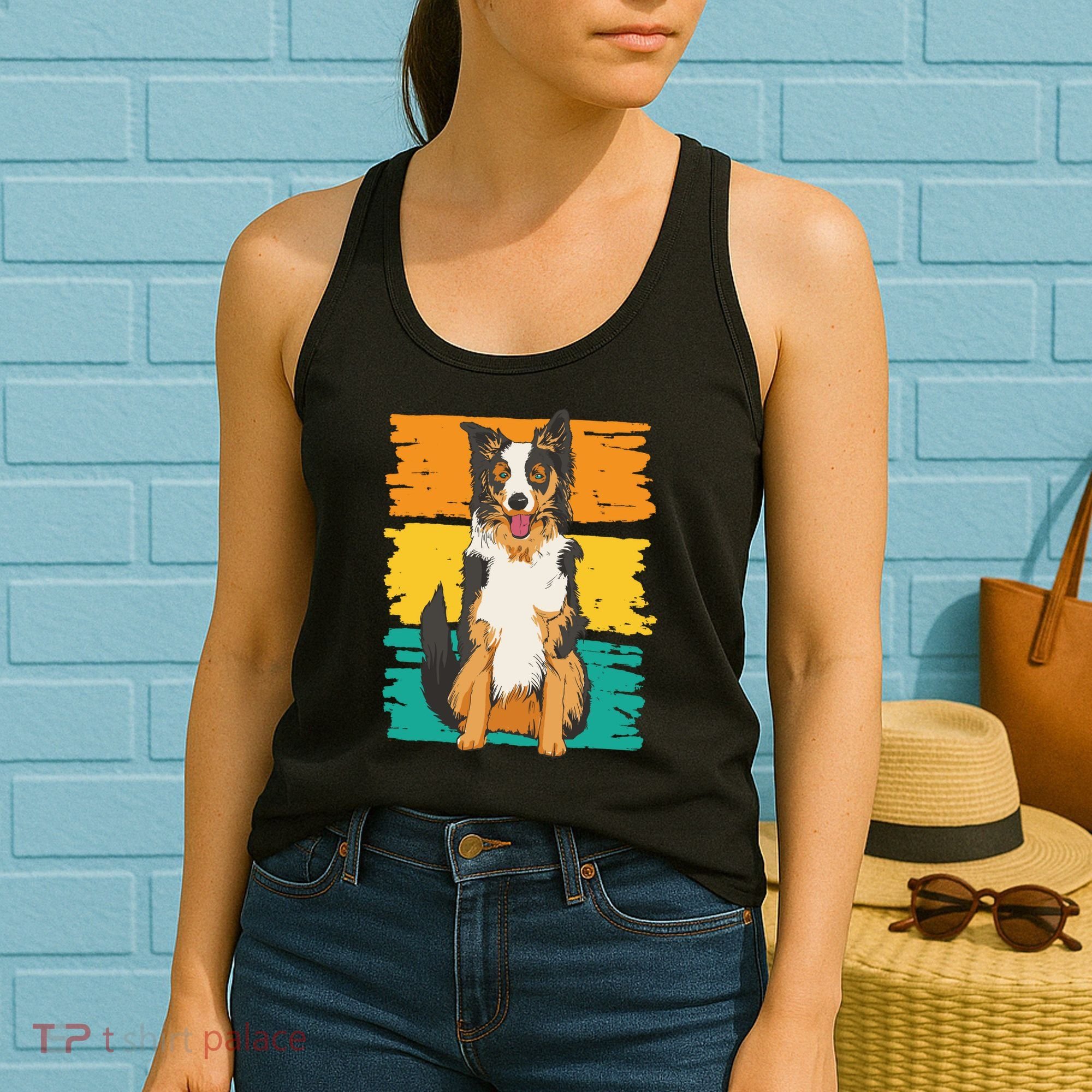 Retro Border Collie Women's Tank Top