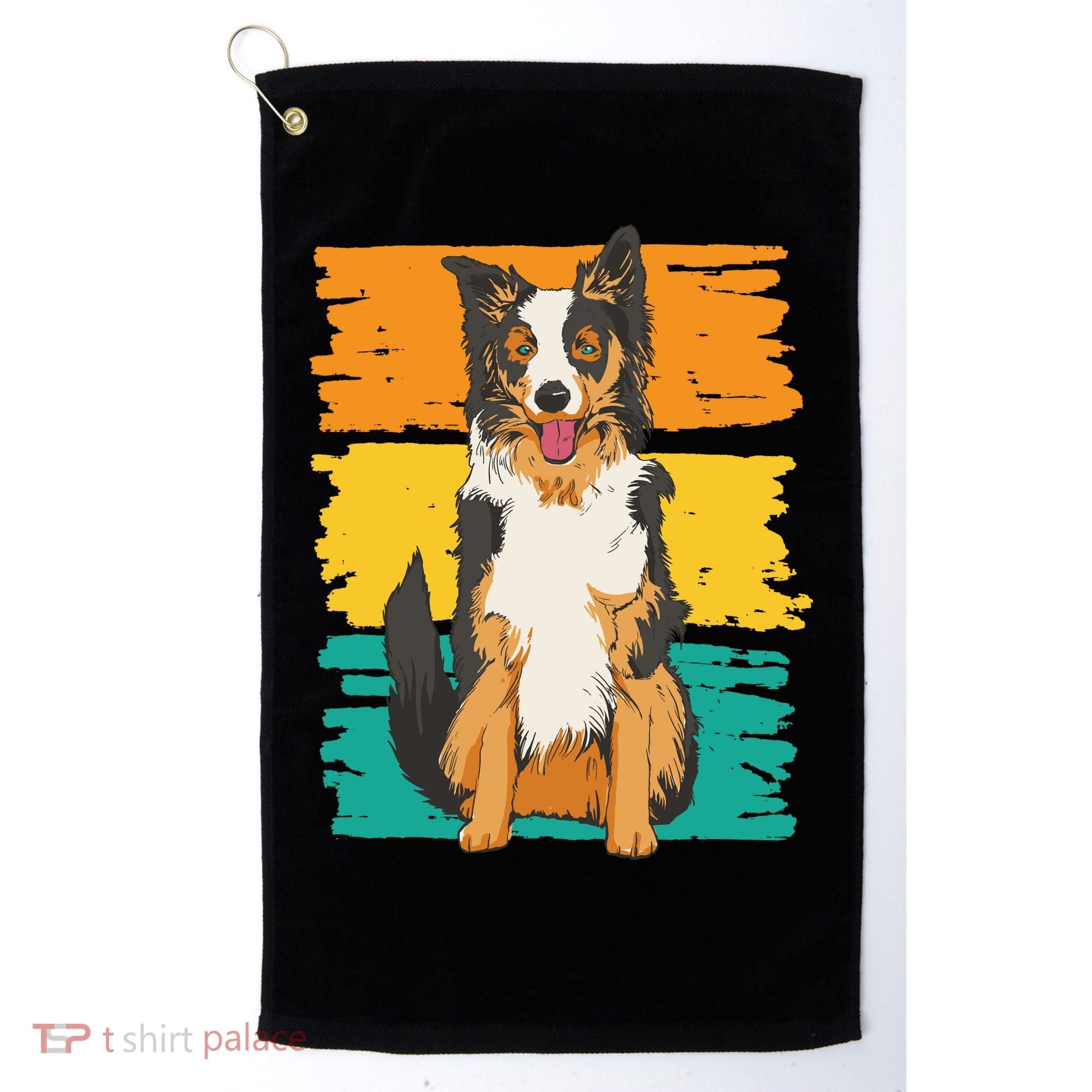 Retro Border Collie Golf Towel