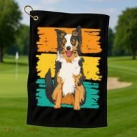 Retro Border Collie Golf Towel thumb 1