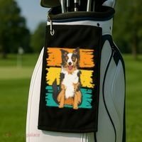 Retro Border Collie Golf Towel thumb 2