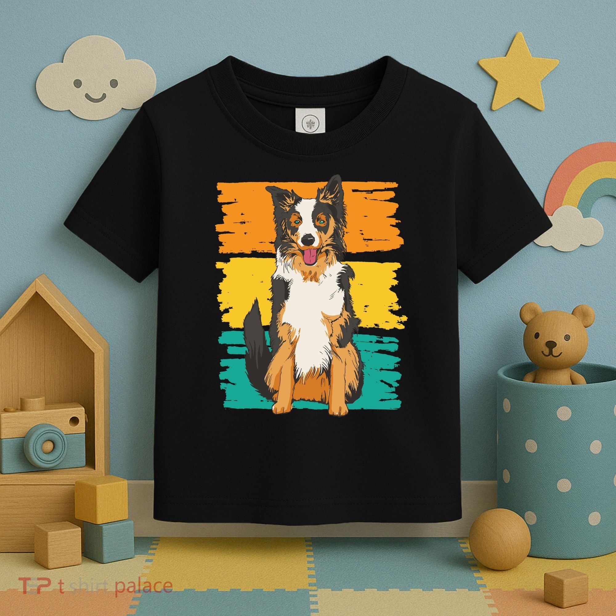 Retro Border Collie Toddler T-Shirt