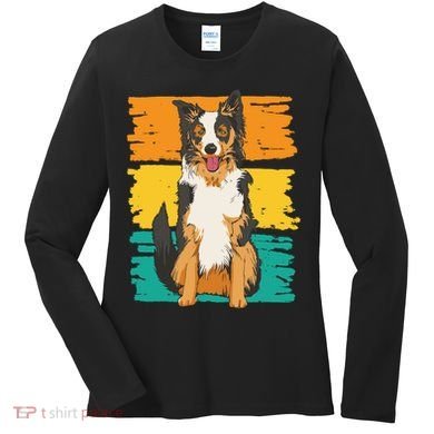 Retro Border Collie Women's Long Sleeve Shirt