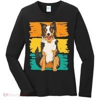 Retro Border Collie Women's Long Sleeve Shirt thumb 0