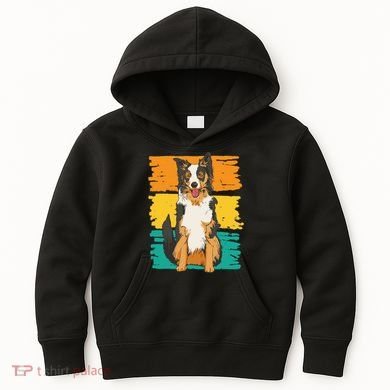 Retro Border Collie Kids Hoodie
