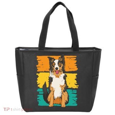Retro Border Collie Tote Bag