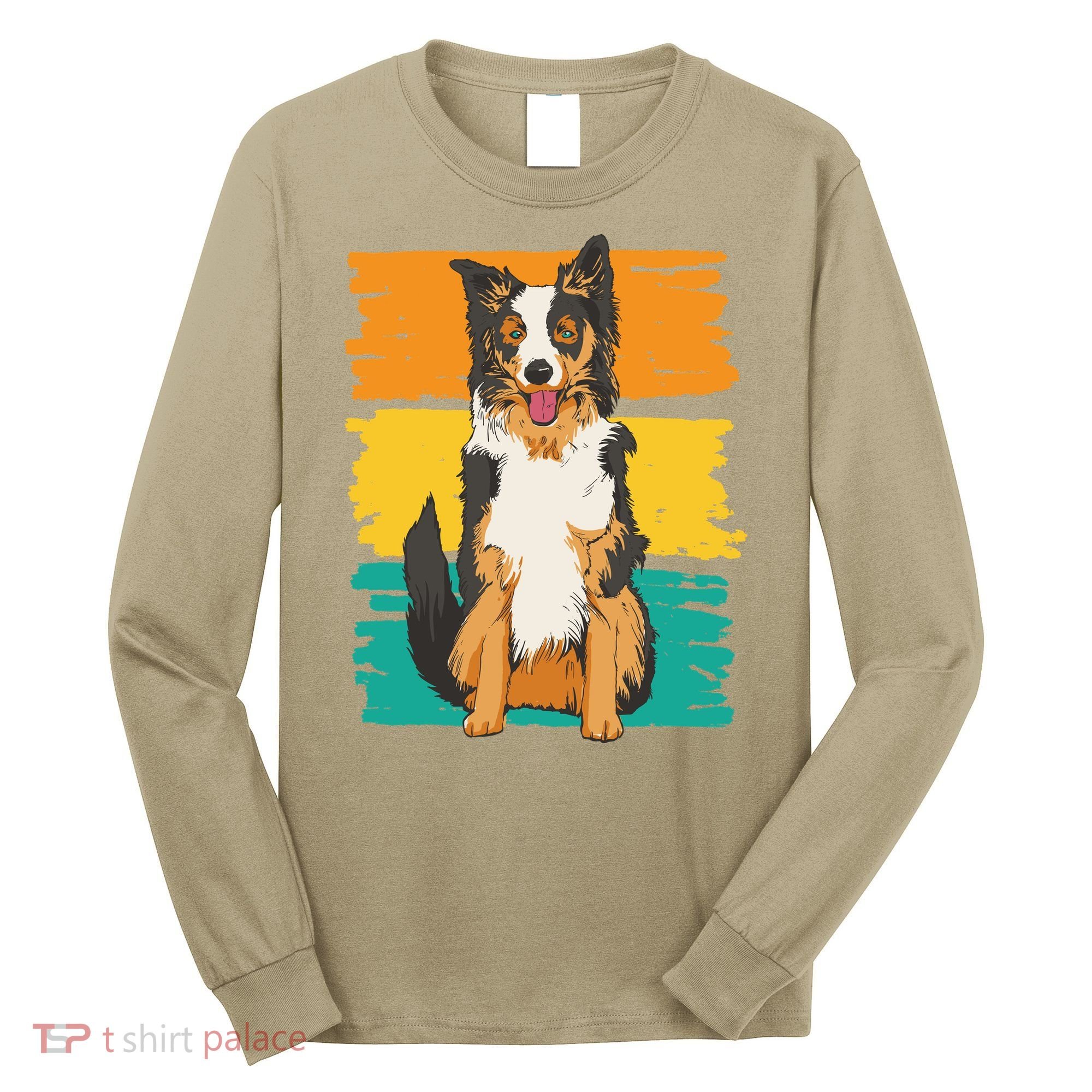 Retro Border Collie Long Sleeve Shirt